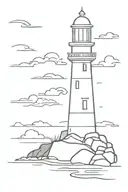Lighthouse rocks sea tattoo design idea