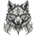 Demonic wolf head tattoo design idea