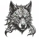 Demonic wolf head tattoo design idea