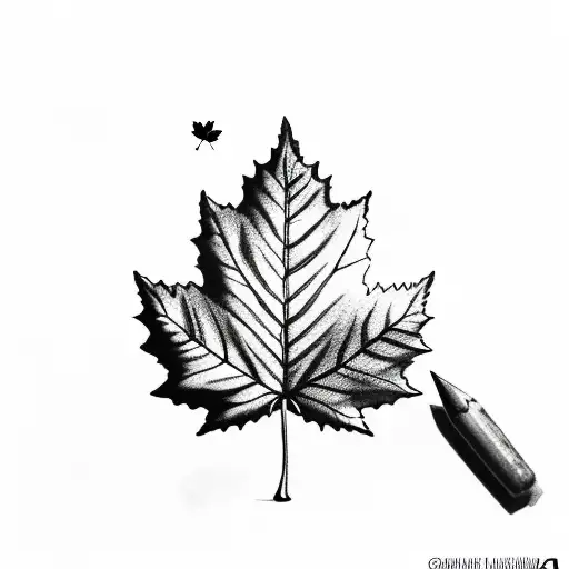 cardinal with maple leaf tattoo design idea