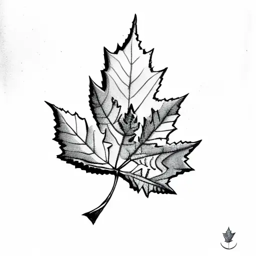 cardinal with maple leaf tattoo design idea