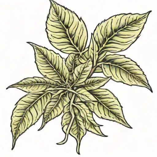 bay leaf, focus phrase and roots tattoo design idea