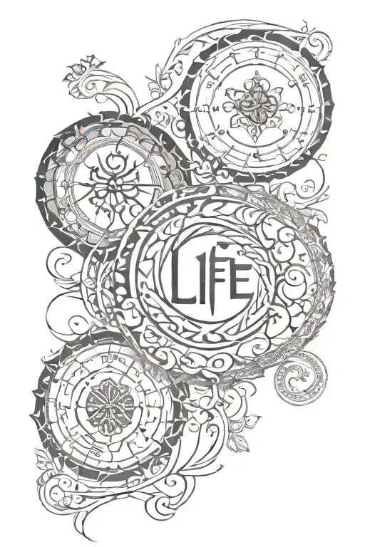 life cycle full sleve, karma Sanskrit script tattoo tattoo design idea