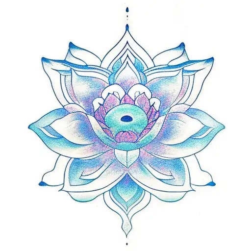 A 1.5x4 inches cored tattoo of a serene lotus flower subtle Japanese wave and wind bar in the background  tattoo design idea