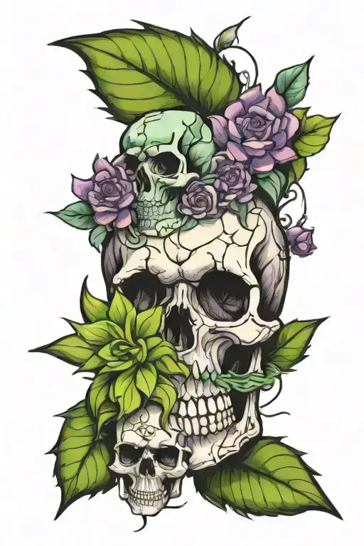 succulents, amethyst and skull  tattoo design idea