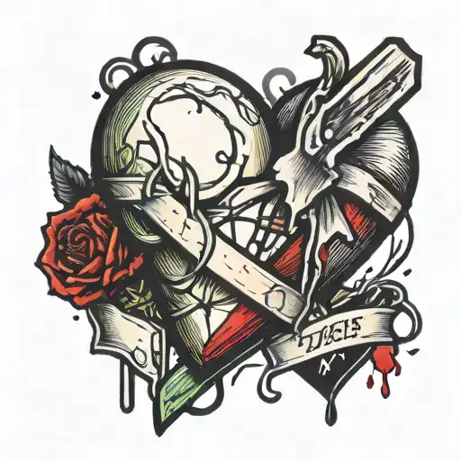 Broken heart with Bandaid holding it together and blood dripping down  tattoo design idea