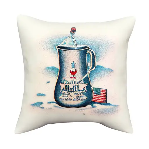 milk carton pouring milk into a pillow tattoo design idea