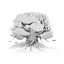 Tree of strength: Create a tattoo of a mighty tree with roots deep in the ground and branches reaching towards the sky,  tattoo design idea
