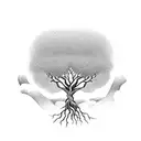 Tree of strength: Create a tattoo of a mighty tree with roots deep in the ground and branches reaching towards the sky,  tattoo design idea