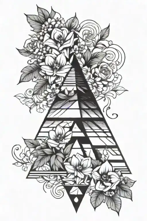 pyramid with flowers  tattoo design idea