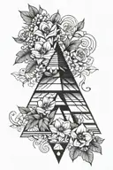 pyramid with flowers  tattoo design idea