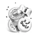 Dumbbell with coffee beans as weights tattoo design idea