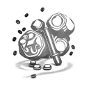 Dumbbell with coffee beans as weights tattoo design idea