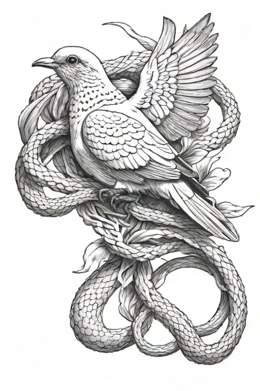 Dove capturing snake tattoo design idea