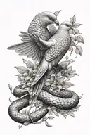 Dove and Snake tattoo design idea