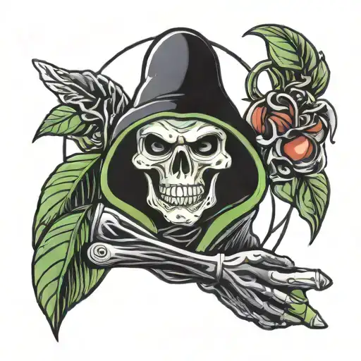 avocado dressed like grim reaper tattoo design idea