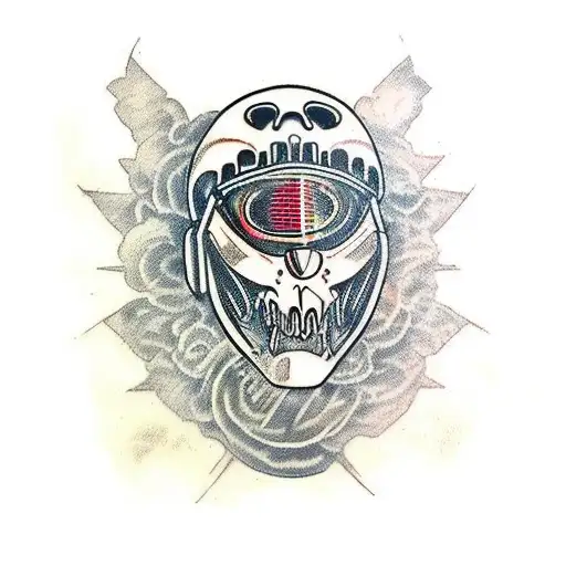 motorcycle v-twin engine in the form of a destroying tower tattoo design idea