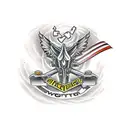 motorcycle v-twin engine in the form of a destroying tower tattoo design idea