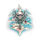 motorcycle v-twin engine in the form of a destroying tower tattoo design idea