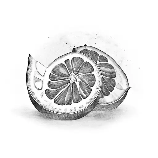 An orange and lemon sliced open to reveal a book inside tattoo design idea