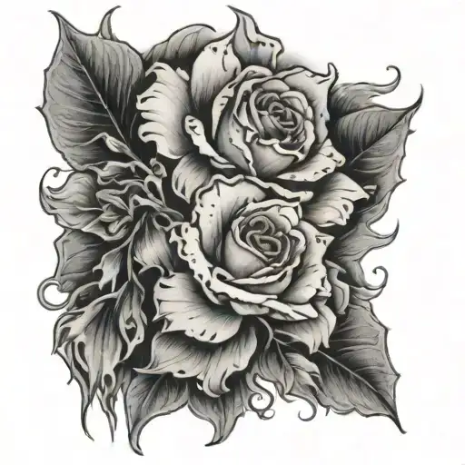 Decaying flowers tattoo design idea