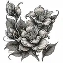 Decaying flowers tattoo design idea