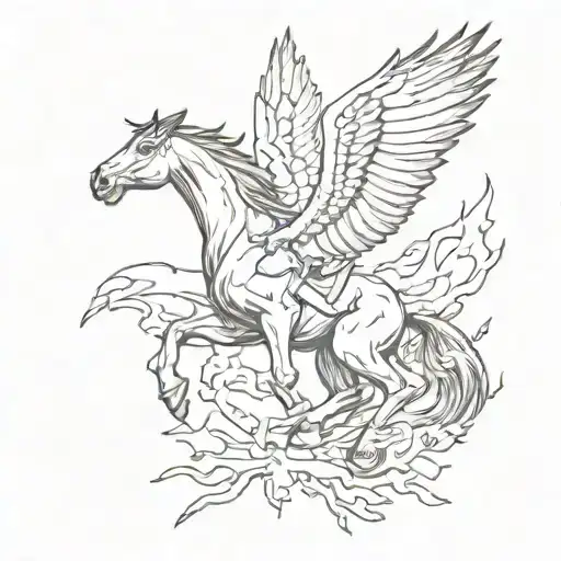 A sketch-style tattoo of a horse and eagle facing off in a symbolic battle tattoo design idea