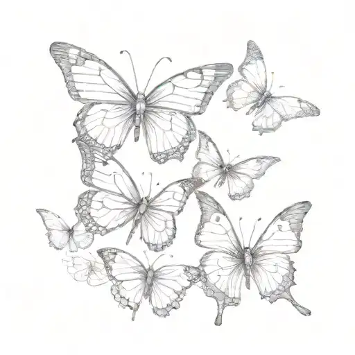butterflies flying tattoo design idea