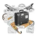 A vintage suitcase with Taylor Swift's album titles written on luggage tags, representing the client's passion for both travel and music tattoo design idea
