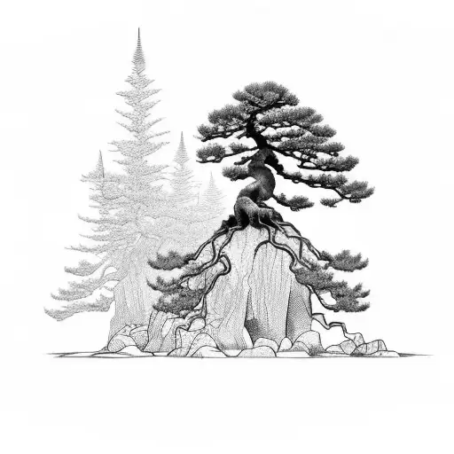 Bonsai, juniper cascade  tattoo design idea