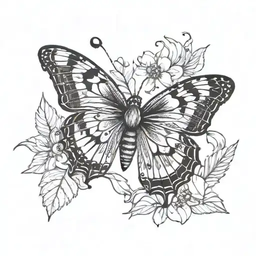  butterfly and ladybug  tattoo design idea