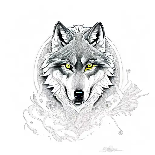 alpha wolf and phoenix tattoo design idea