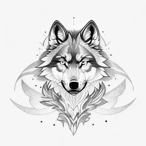 alpha wolf and phoenix tattoo design idea