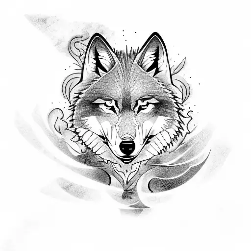 alpha wolf and phoenix tattoo design idea