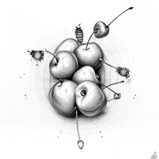 honeypot, cherries, peach tattoo design idea