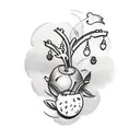 honeypot, cherries, peach tattoo design idea