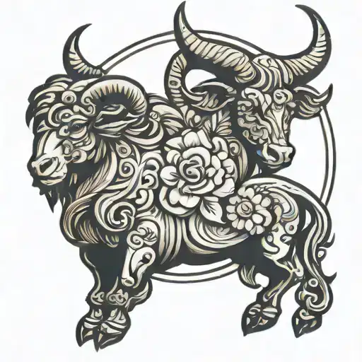 signs of aries taurus Sagittarius  tattoo design idea