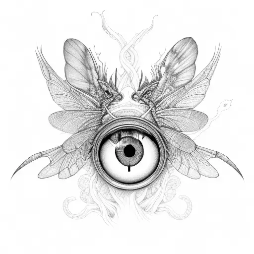 dragon fly with eyes on the wings tattoo design idea