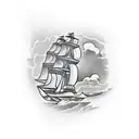 futuristic Clipper ship  tattoo design idea