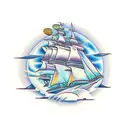 futuristic Clipper ship  tattoo design idea
