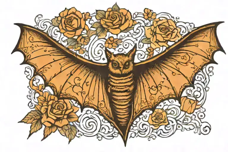 lace bat tattoo design idea