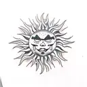 Evil sun tattoo design idea