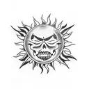 Evil sun tattoo design idea