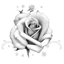 name Alex with yellow rose  tattoo design idea