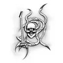 bc rich electric guitar with skull and snake tattoo design idea