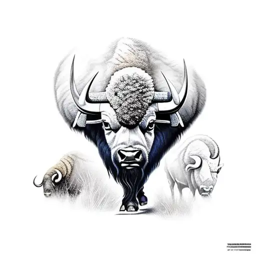 charging buffalo on in cold weather tattoo design idea