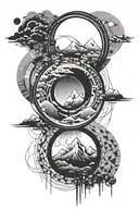 enso cercle with mountain tattoo design idea
