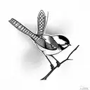 chickadee on branch tattoo design idea