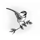 chickadee on branch tattoo design idea