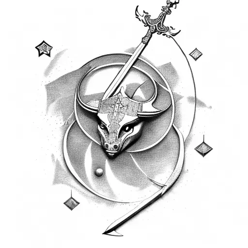 sagittarius with sword and stars  tattoo design idea